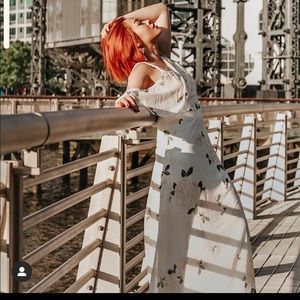 White floral maxi dress